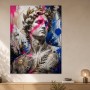Abstraktes Wandbild und Acrylbild mit antiker Büste