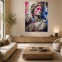 Abstraktes Wandbild und Acrylbild mit antiker Büste