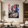 Abstraktes Wandbild und Acrylbild mit antiker Büste