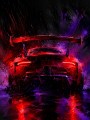Sportwagen im Neonrausch als Canvas Print oder Acrylbild