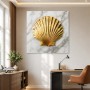 Goldene Muschel auf Marmor, Wandbild oder Acrylbild