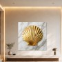 Goldene Muschel auf Marmor, Wandbild oder Acrylbild