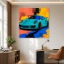 Türkisfarbener Sportwagen als Modernes Wandbild oder Acrylbild