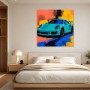 Türkisfarbener Sportwagen als Modernes Wandbild oder Acrylbild