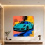 Türkisfarbener Sportwagen als Modernes Wandbild oder Acrylbild