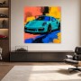 Türkisfarbener Sportwagen als Modernes Wandbild oder Acrylbild