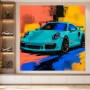 Türkisfarbener Sportwagen als Modernes Wandbild oder Acrylbild