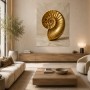 Goldene Ammonit-Skulptur als Wandbild und Fine Art Print