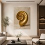 Goldene Ammonit-Skulptur als Wandbild und Fine Art Print