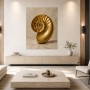 Goldene Ammonit-Skulptur als Wandbild und Fine Art Print