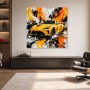 Gelber Sportwagen als Leinwand oder Acrylbild mit expressivem Splash-Stil