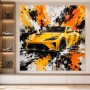 Gelber Sportwagen als Leinwand oder Acrylbild mit expressivem Splash-Stil