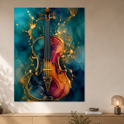 Abstraktes Wandbild oder Acrylbild mit stilisierter Geige