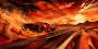 Roter Sportwagen im Sonnenuntergang, Leinwand oder Acrylbild