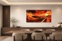 Roter Sportwagen im Sonnenuntergang, Leinwand oder Acrylbild
