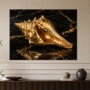 Goldene Muschel auf dunklem Marmor, Leinwand oder Acryl