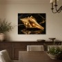 Goldene Muschel auf dunklem Marmor, Leinwand oder Acryl
