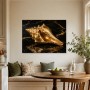 Goldene Muschel auf dunklem Marmor, Leinwand oder Acryl
