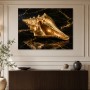Goldene Muschel auf dunklem Marmor, Leinwand oder Acryl