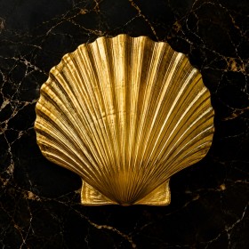 Goldene Muschel auf Marmor als Wandbild oder Fine Art Print Goldene Muschel auf Marmor als Wandbild oder Fine Art Print