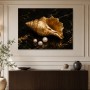 Goldene Muschel mit Perlen als Kunstdruck und Poster