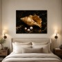 Goldene Muschel mit Perlen als Kunstdruck und Poster