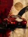 Roter Rennwagen vor abstrakter Fläche, Wandbild oder Acrylbild