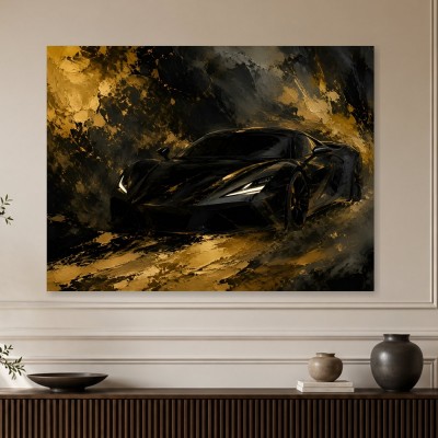 Dunkler Sportwagen als Leinwandbild oder Fine Art Print