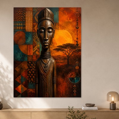 Afrikanische Figur als Leinwand oder Poster in warmem Ethno-Stil