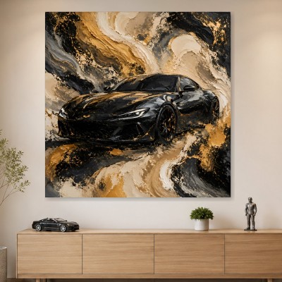 Schwarzer Sportwagen als Fine Art Print oder Luxus Wandbild