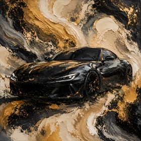 Schwarzer Sportwagen als Fine Art Print oder Luxus Wandbild