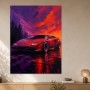 Neonfarbener Sportwagen als Wandbild oder Fine Art Print