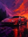 Neonfarbener Sportwagen als Wandbild oder Fine Art Print