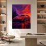 Neonfarbener Sportwagen als Wandbild oder Fine Art Print