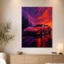 Neonfarbener Sportwagen als Wandbild oder Fine Art Print
