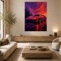 Neonfarbener Sportwagen als Wandbild oder Fine Art Print