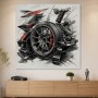 Abstraktes Wandbild mit Rennrad, Kunstwerk oder Acrylbild