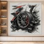 Abstraktes Wandbild mit Rennrad, Kunstwerk oder Acrylbild