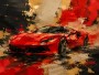 Roter Sportwagen als Wandbild oder Acrylbild in expressiver Kunst