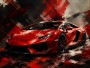 Roter Sportwagen als Leinwand oder Poster im dynamischen Stil