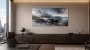 Sportwagen trifft Landschaft, Wandbild oder Acrylbild in dynamischer Optik