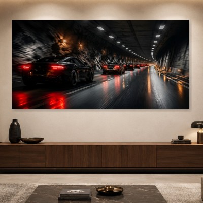 Sportwagen im Tunnel als Leinwand oder Acrylbild