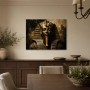 Pharaonische Skulptur zwischen Leinwand und Poster