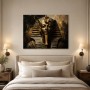 Pharaonische Skulptur zwischen Leinwand und Poster