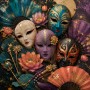 Masken und Fächer als Luxus Wandbild oder Fine Art Print