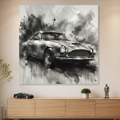 Klassischer Sportwagen, Leinwand oder Fine Art Print in Schwarzweiß