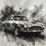 Klassischer Sportwagen, Leinwand oder Fine Art Print in Schwarzweiß
