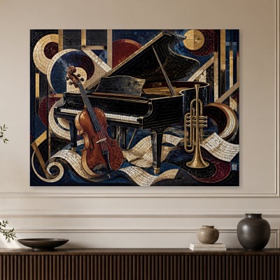 Elegantes Musikmotiv als Modernes Wandbild oder Kunstdruck