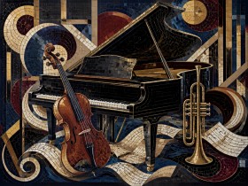Elegantes Musikmotiv als Modernes Wandbild oder Kunstdruck Elegantes Musikmotiv als Modernes Wandbild oder Kunstdruck
