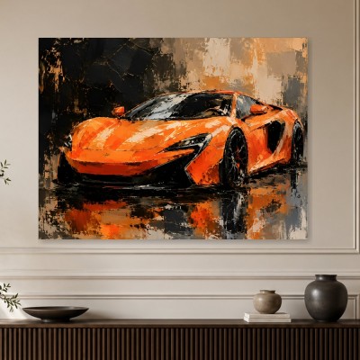 Orange Supersportwagen als Modernes Wandbild oder Acrylbild